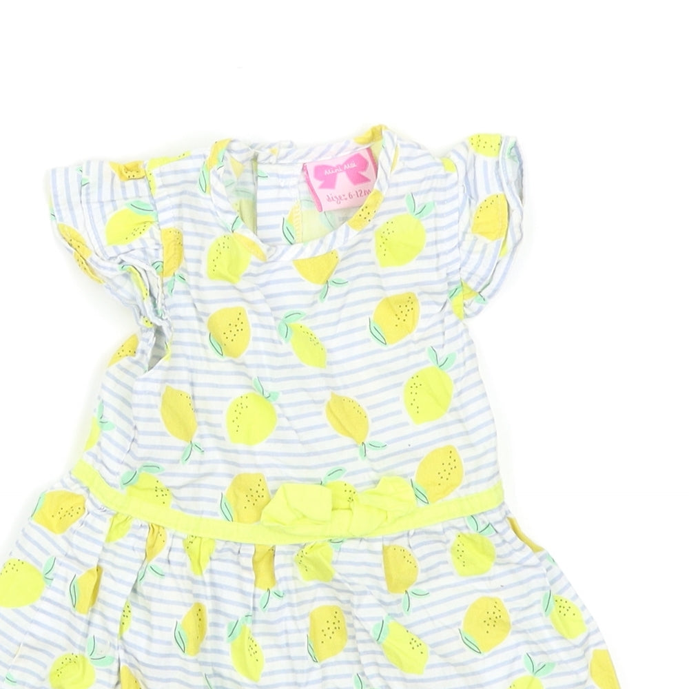 Mini Moi Girls Blue Striped  Skater Dress  Size 6-9 Months