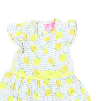 Mini Moi Girls Blue Striped  Skater Dress  Size 6-9 Months