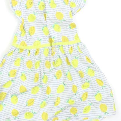 Mini Moi Girls Blue Striped  Skater Dress  Size 6-9 Months