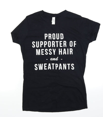 Womens UK Size L Gildan Black Basic T-Shirt