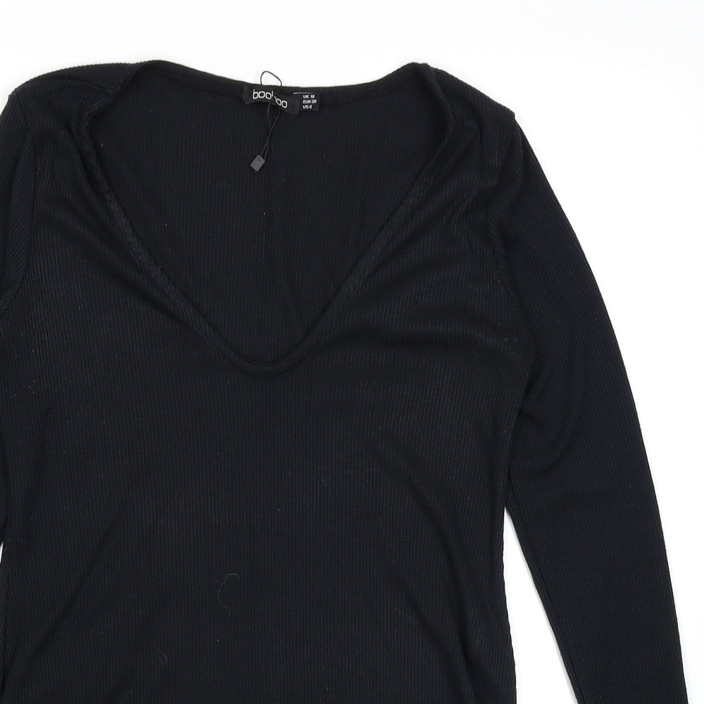 Boohoo Womens Black   Basic T-Shirt Size 10