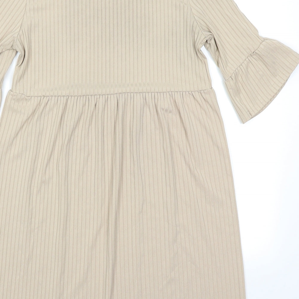 Boohoo Womens Beige   Skater Dress  Size 8