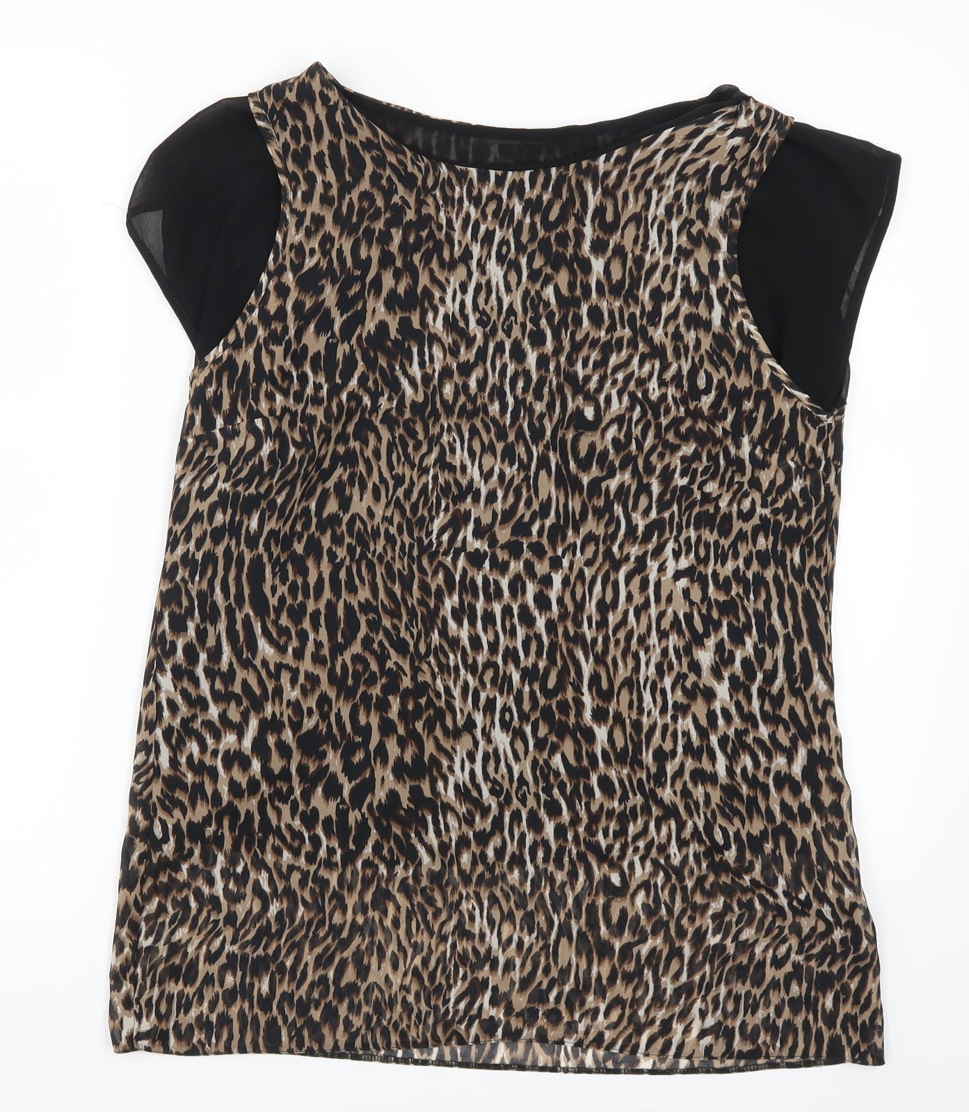 TU Womens Brown Animal Print  Basic Blouse Size 10