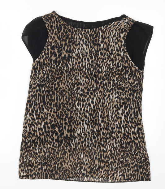 TU Womens Brown Animal Print  Basic Blouse Size 10