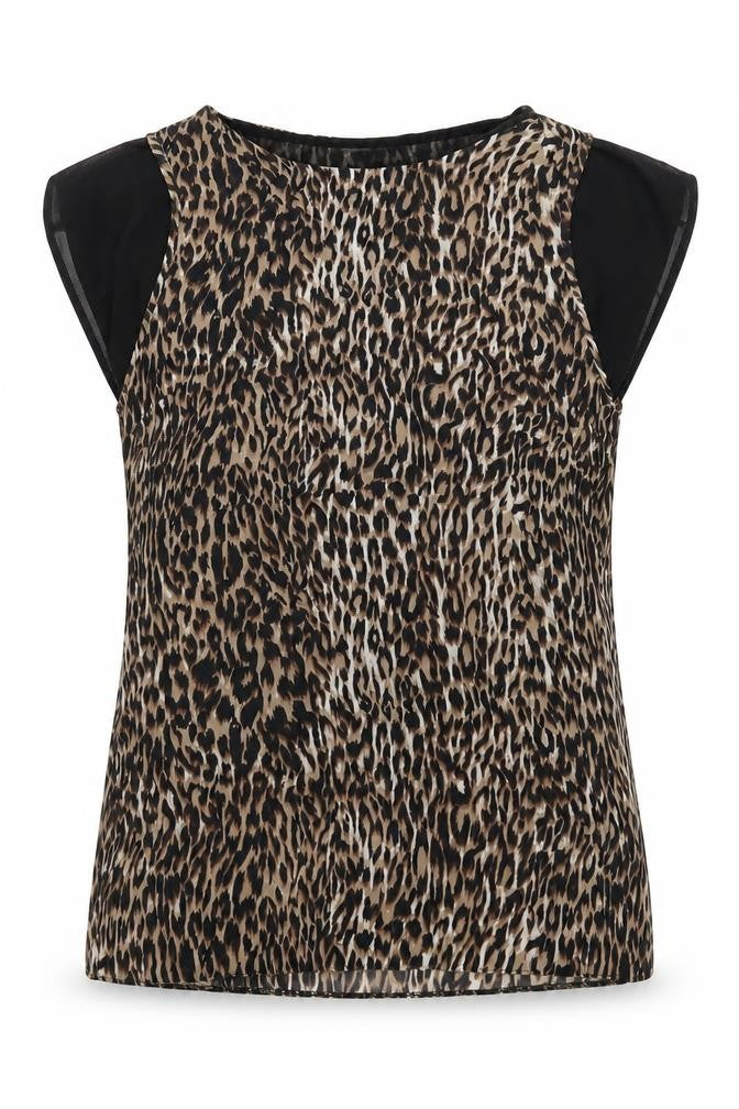 TU Womens Brown Animal Print  Basic Blouse Size 10