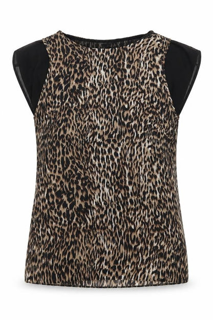TU Womens Brown Animal Print  Basic Blouse Size 10