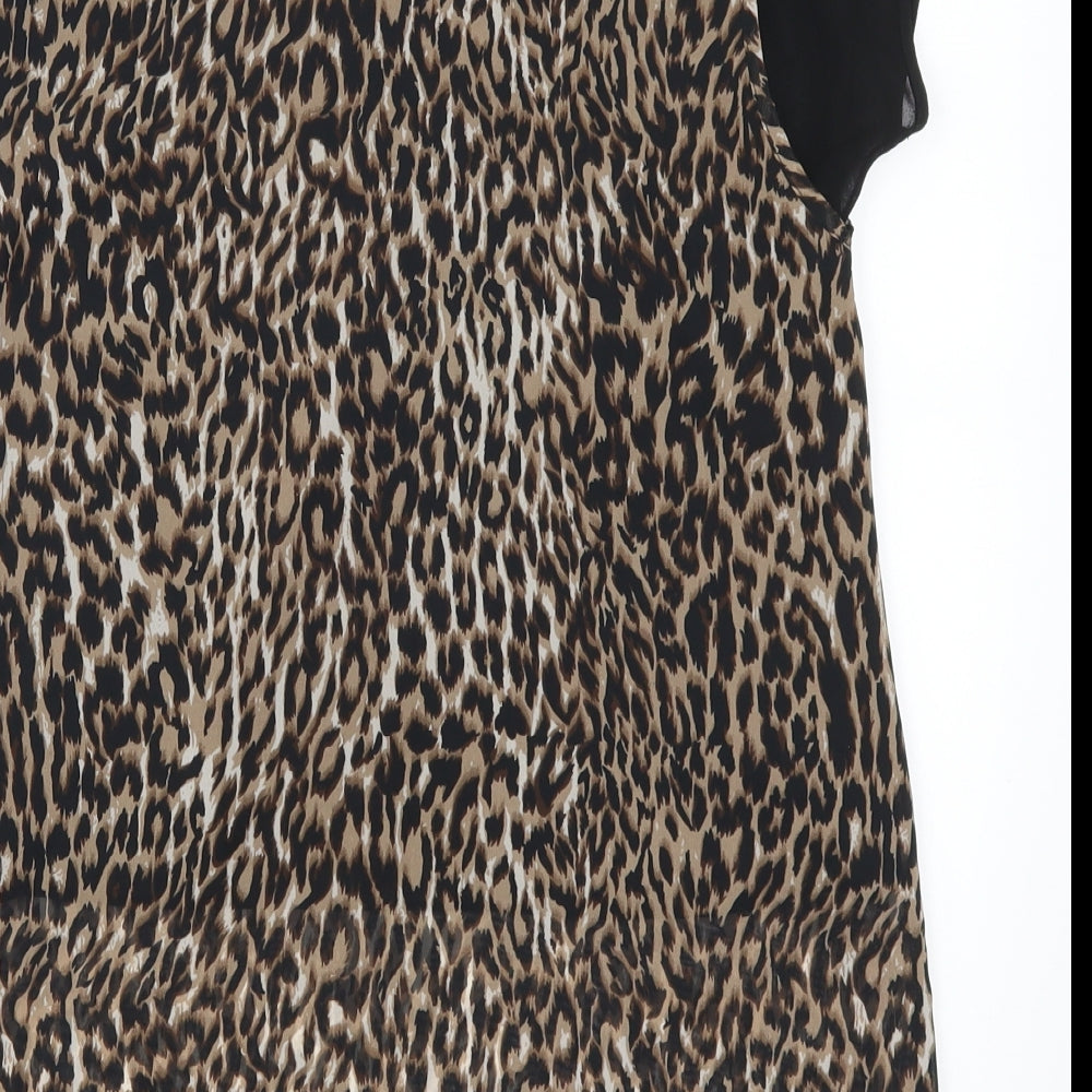 TU Womens Brown Animal Print  Basic Blouse Size 10