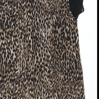 TU Womens Brown Animal Print  Basic Blouse Size 10