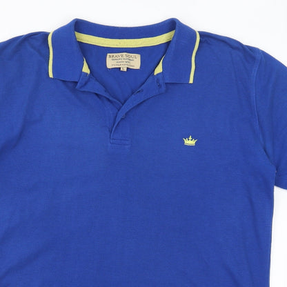 Brave Soul Mens Blue    Polo Size L