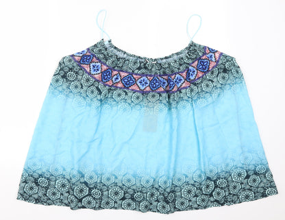Tendency Womens Blue Geometric  Basic Tank Size L