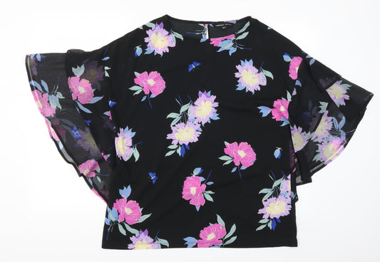 Capsule Womens Purple Floral  Basic Blouse Size 12