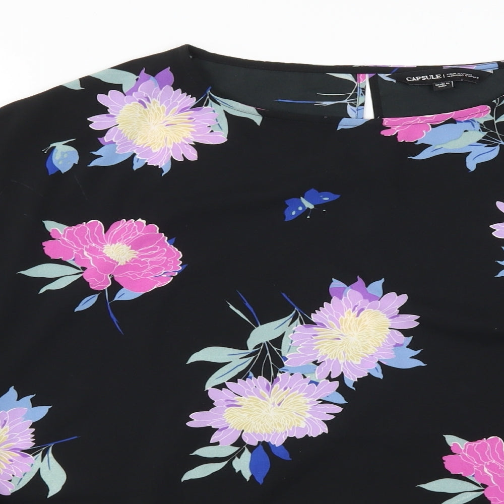 Capsule Womens Purple Floral  Basic Blouse Size 12
