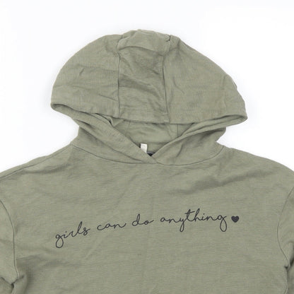 Evie Girls Green   Pullover Hoodie Size 9-10 Years  - Girld Can Do Anything