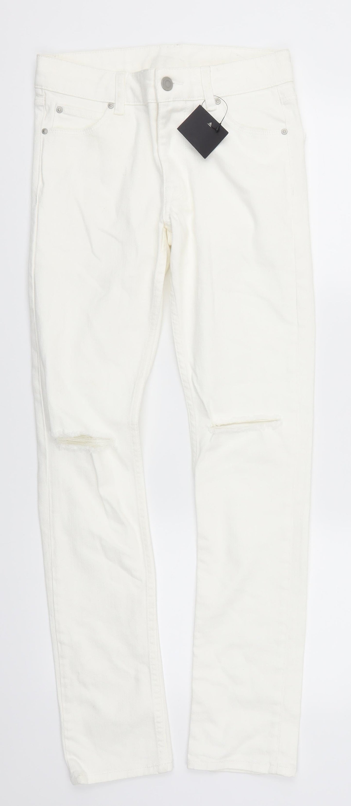 Womens UK Size 27 in Preworn Regular Fit Skinny White Jeans