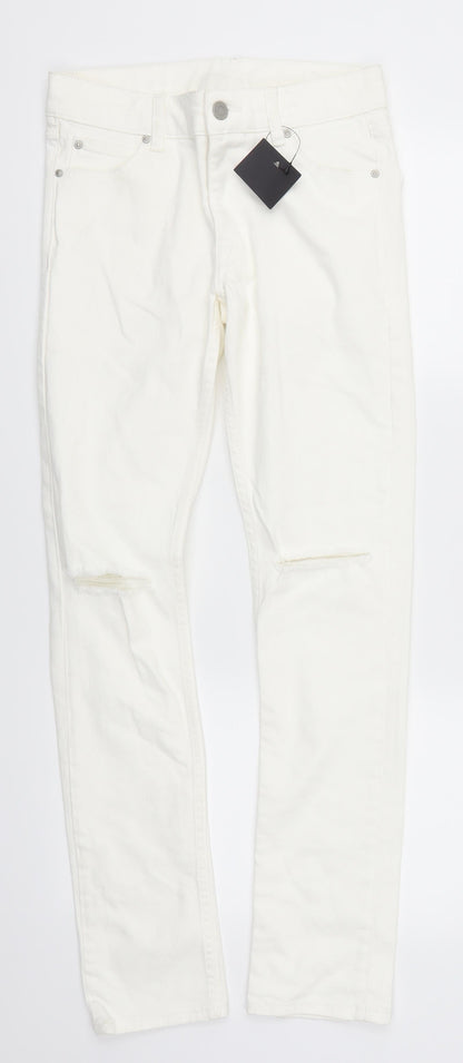 Womens UK Size 27 in Preworn Regular Fit Skinny White Jeans