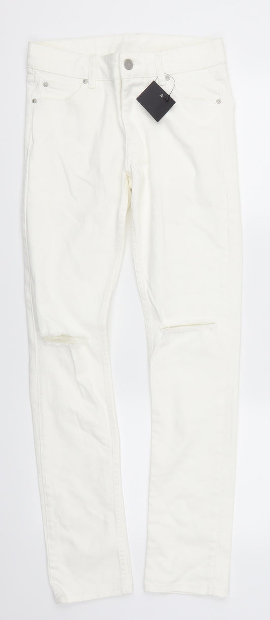 Womens UK Size 27 in Preworn Regular Fit Skinny White Jeans