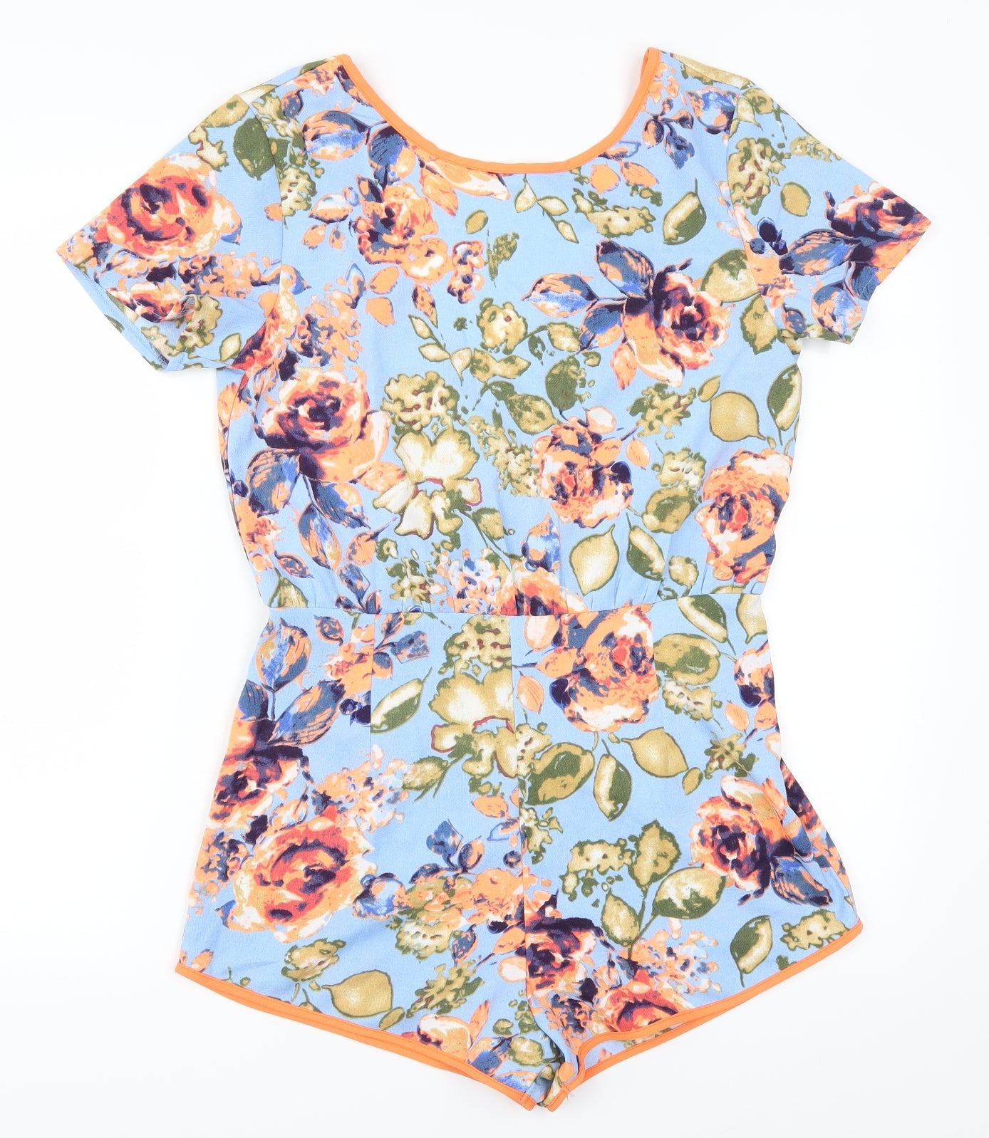 Diffuse Womens Blue Floral  Playsuit One-Piece Size 12 L3 in