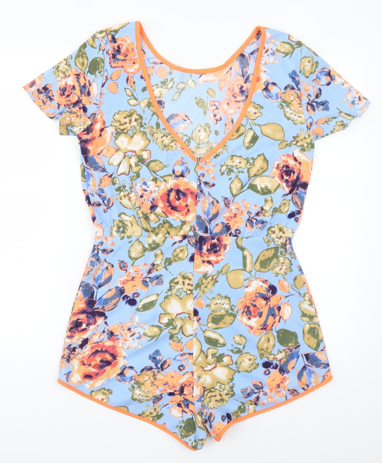 Diffuse Womens Blue Floral  Playsuit One-Piece Size 12 L3 in