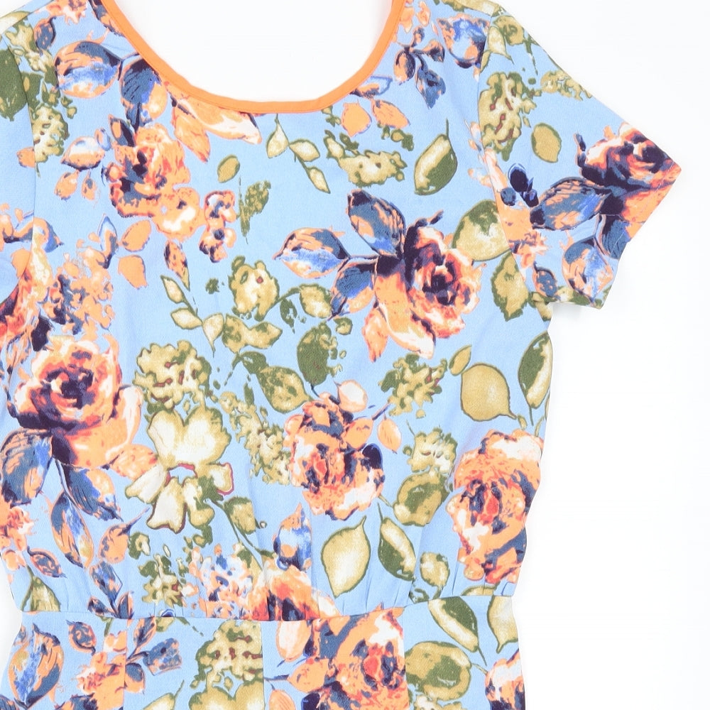 Diffuse Womens Blue Floral  Playsuit One-Piece Size 12 L3 in