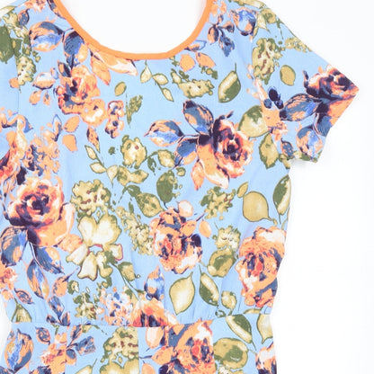 Diffuse Womens Blue Floral  Playsuit One-Piece Size 12 L3 in