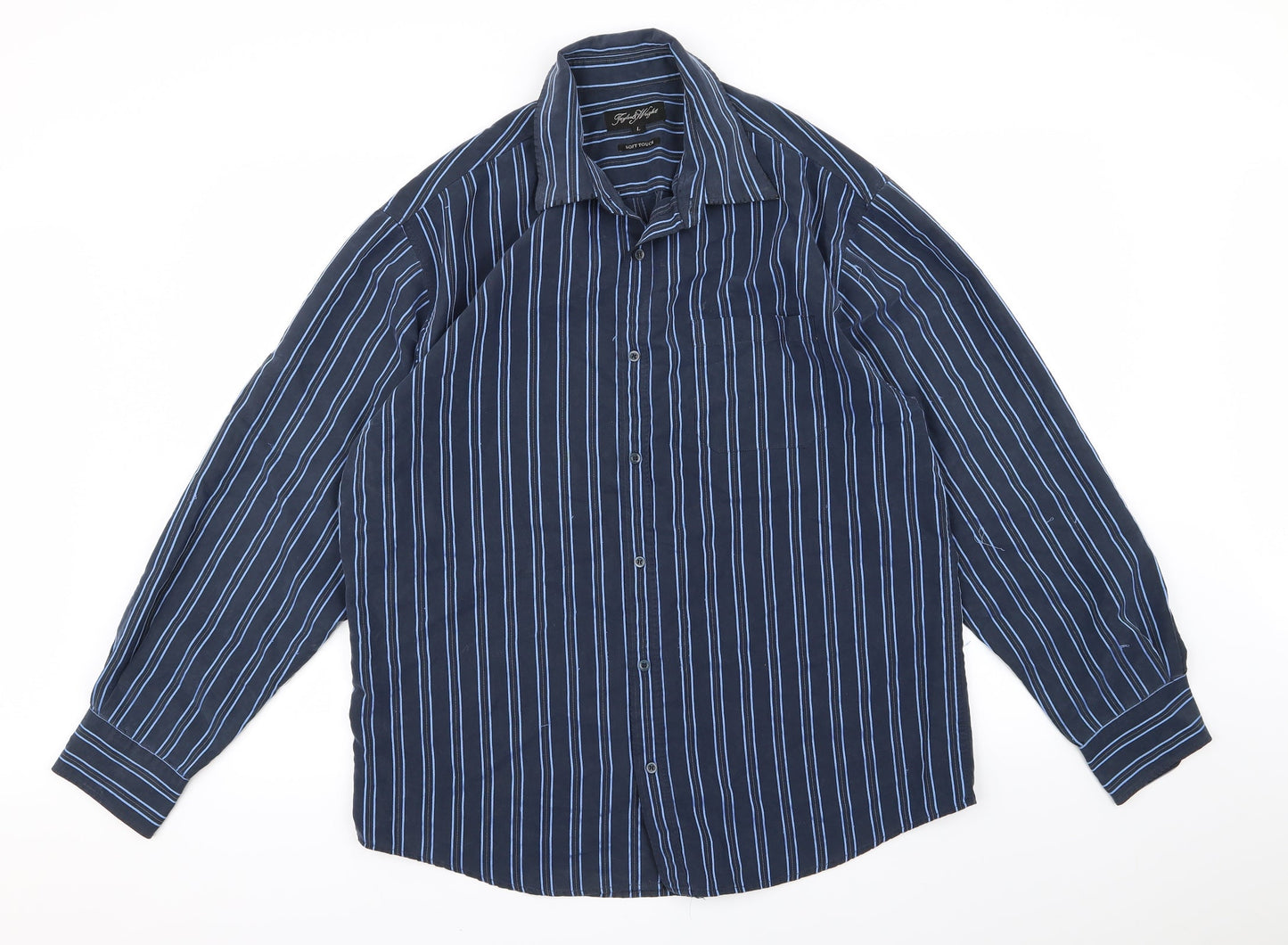 Taylor & Wright Mens Blue Striped   Button-Up Size L