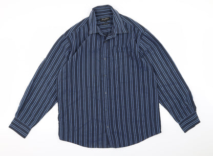 Taylor & Wright Mens Blue Striped   Button-Up Size L