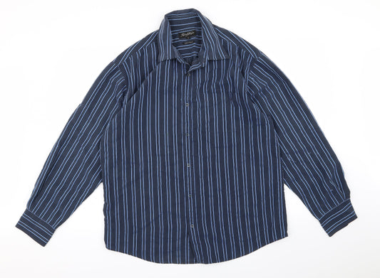 Taylor & Wright Mens Blue Striped   Button-Up Size L