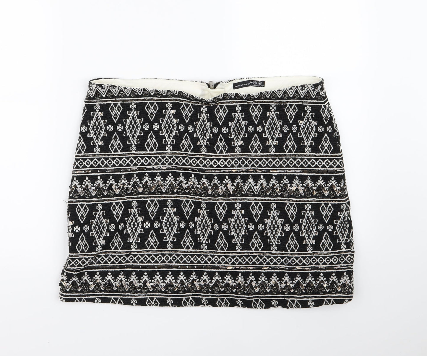Atmosphere Womens Black Geometric  A-Line Skirt Size 14