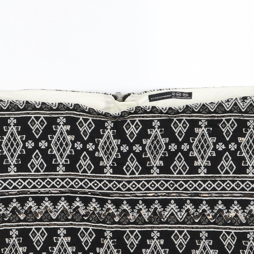 Atmosphere Womens Black Geometric  A-Line Skirt Size 14