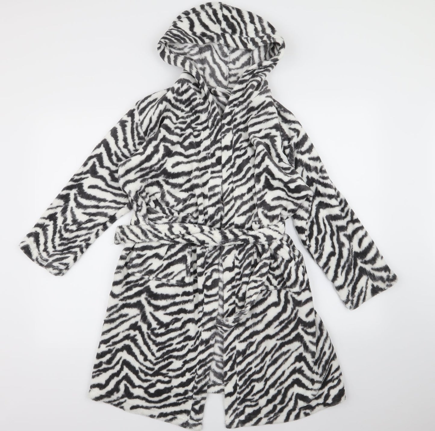 HEMTEX Girls White Animal Print Fleece Top Gown Size 9-10 Years