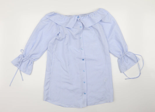 Missguided Womens Blue Striped  A-Line  Size 10