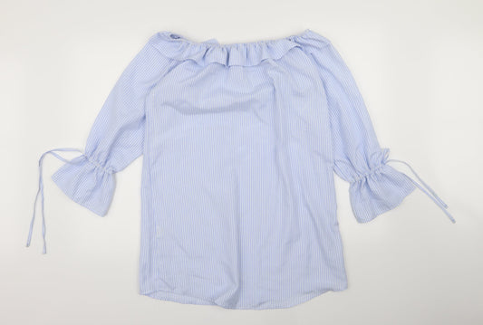 Missguided Womens Blue Striped  A-Line  Size 10