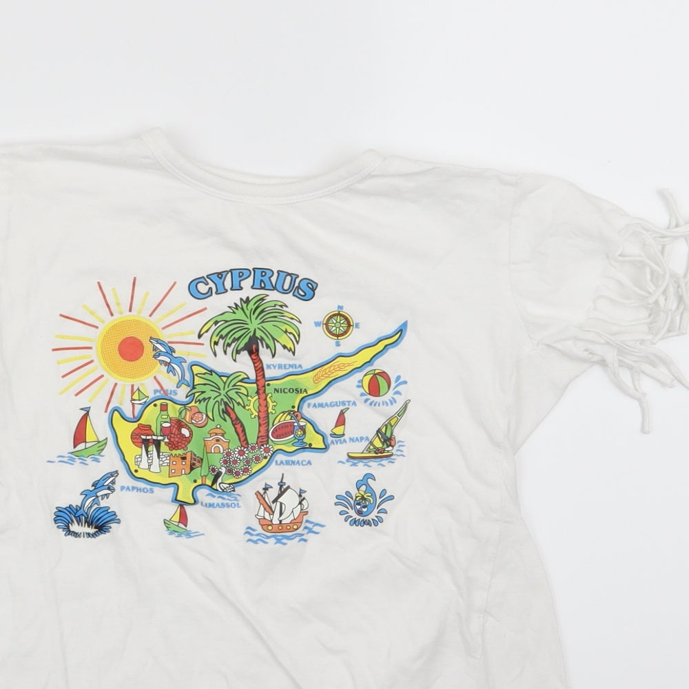 Preworn Girls White   Basic T-Shirt Size 7-8 Years