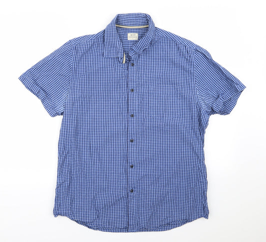 ACW85 Mens Blue Check   Button-Up Size L