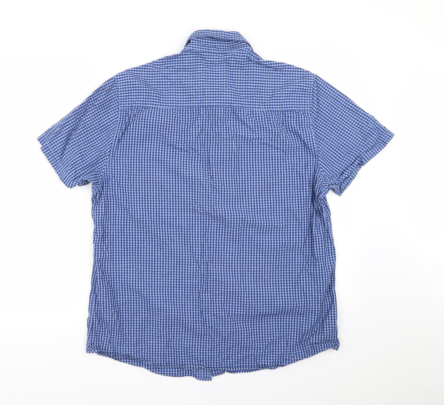ACW85 Mens Blue Check   Button-Up Size L