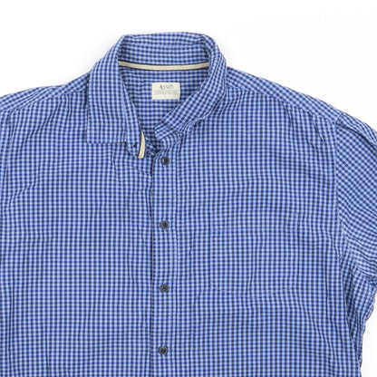 ACW85 Mens Blue Check   Button-Up Size L