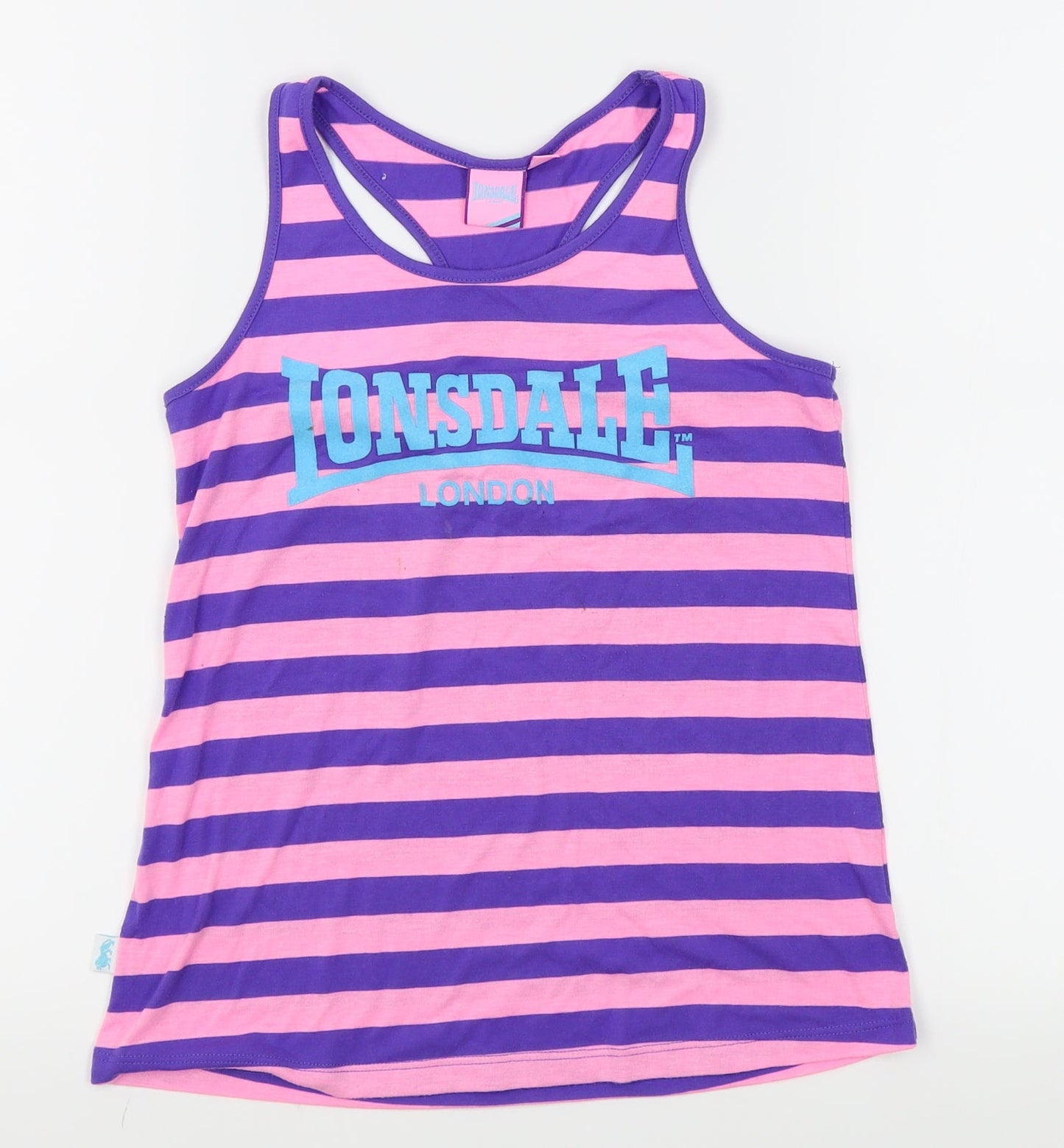 Lonsdale Girls Pink Striped  Basic Tank Size 10-11 Years