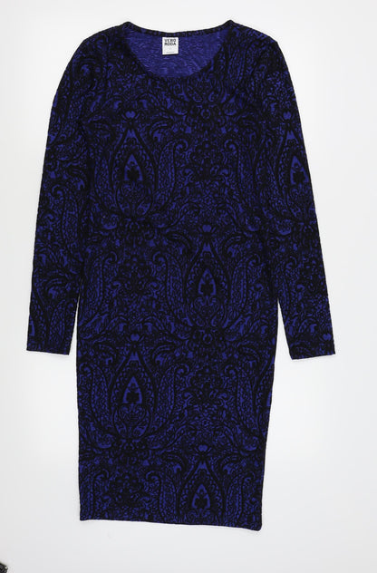 VERO MODA Womens Blue Floral  T-Shirt Dress  Size S