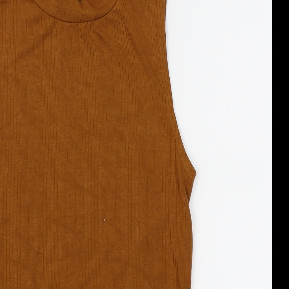Womens UK Size 10 New Look Brown Basic Tank