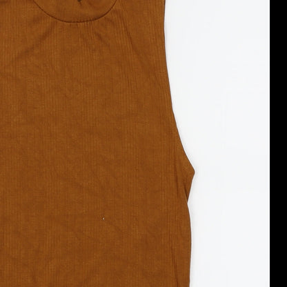 Womens UK Size 10 New Look Brown Basic Tank
