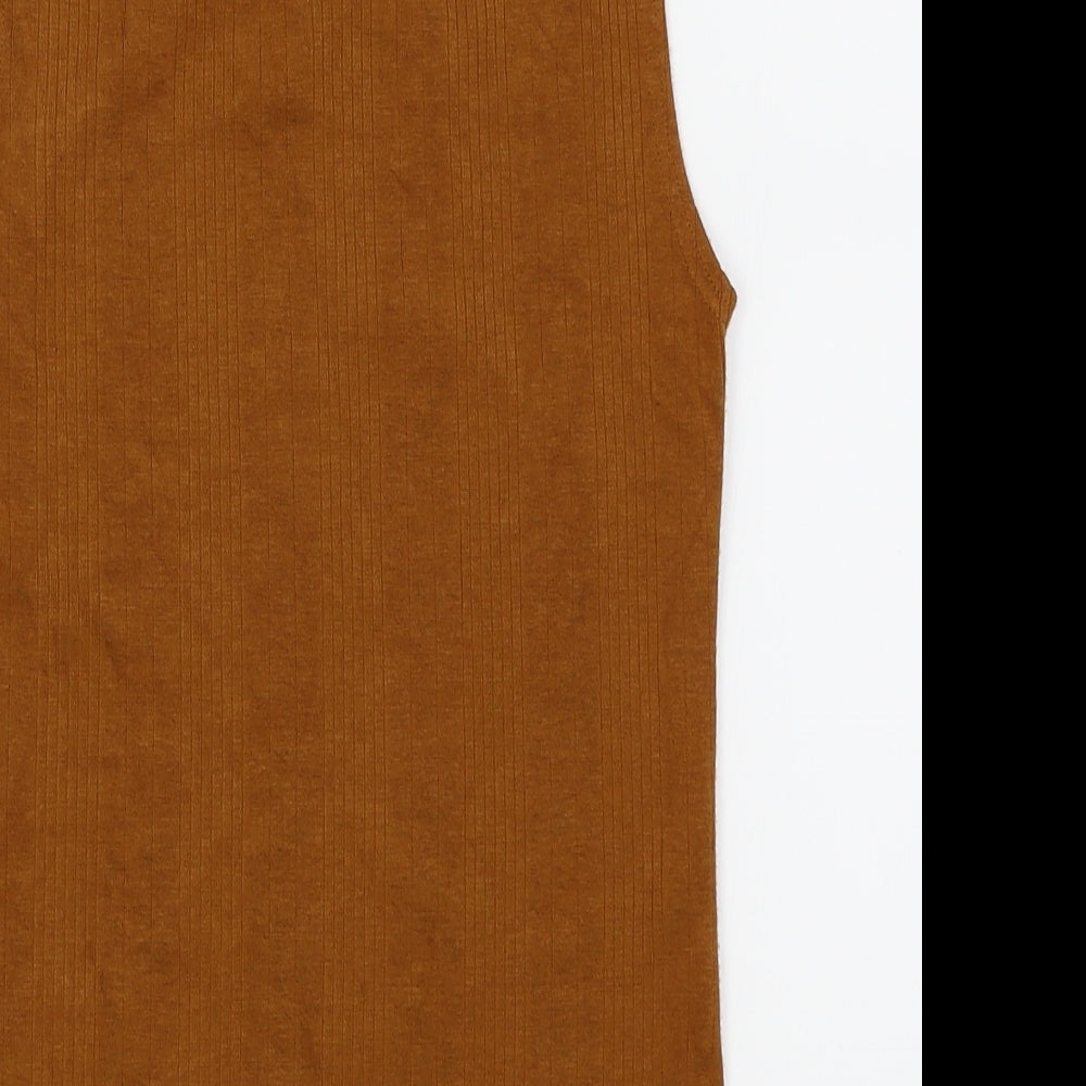 Womens UK Size 10 New Look Brown Basic Tank