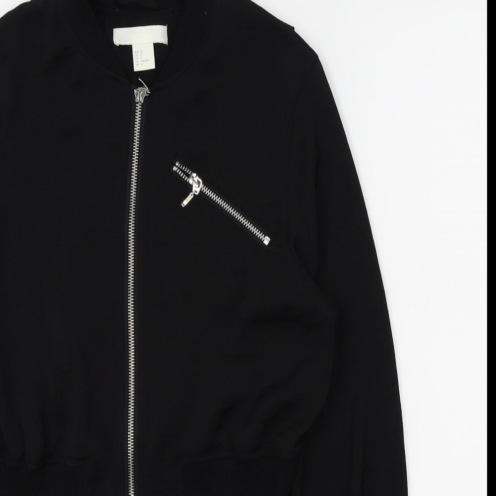 H&M Womens Black   Full Zip Jumper Size 6