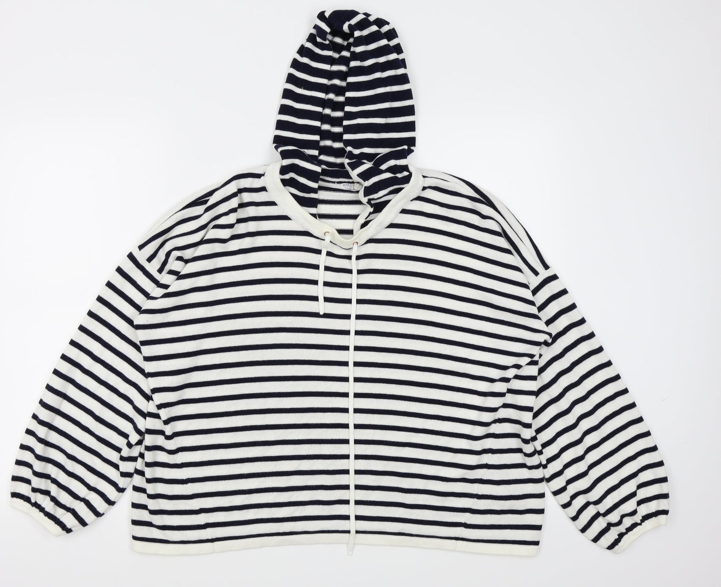 falmen  Womens White Striped  Pullover Jumper Size M