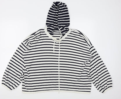 falmen  Womens White Striped  Pullover Jumper Size M