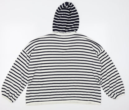 falmen  Womens White Striped  Pullover Jumper Size M