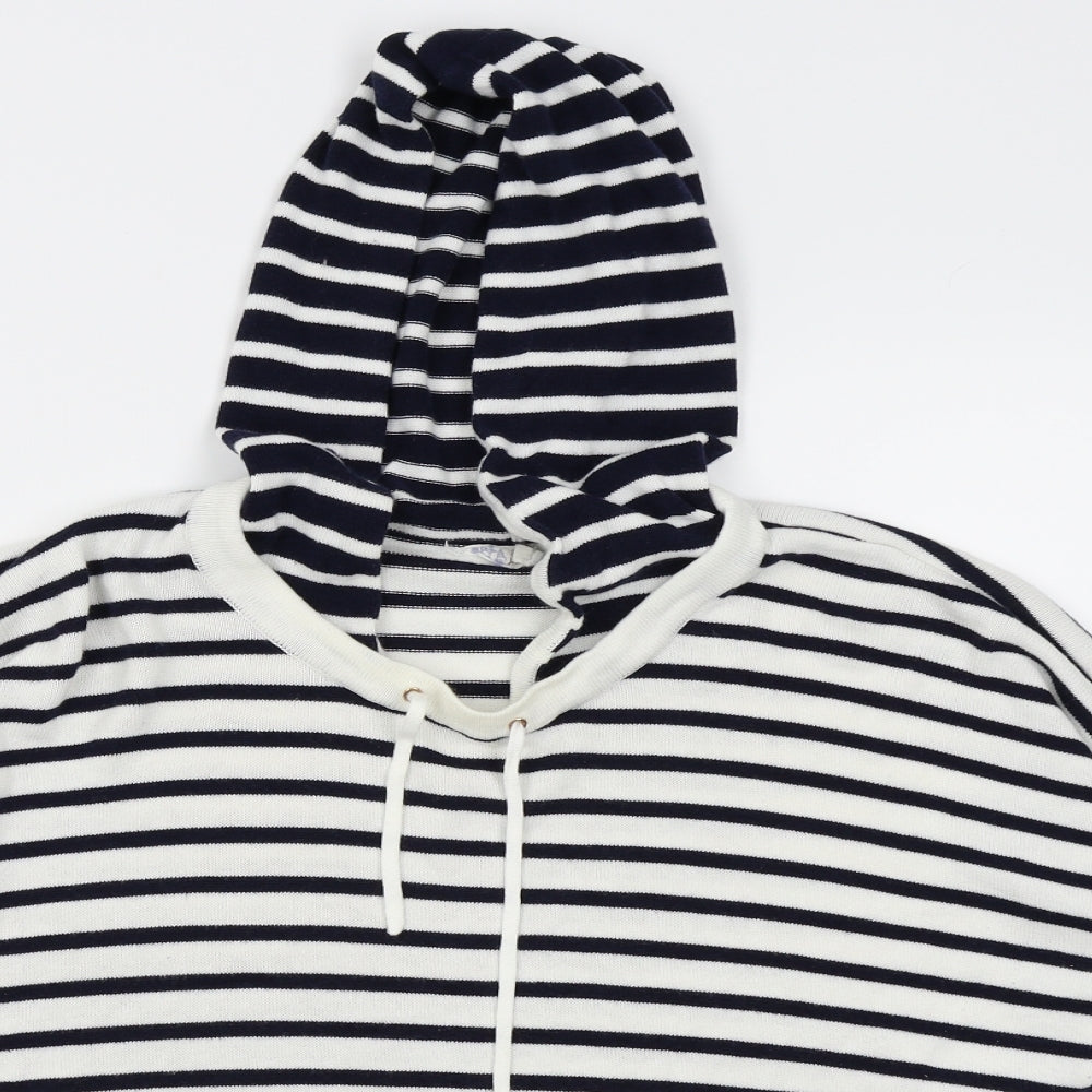 falmen  Womens White Striped  Pullover Jumper Size M