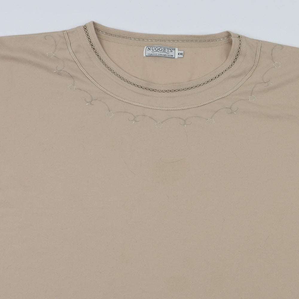 Nuggets Womens Beige Floral  Basic T-Shirt Size 2XL