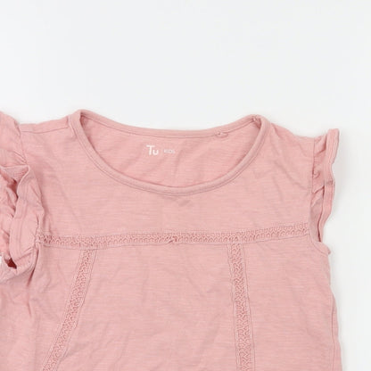 TU Girls Orange   Basic T-Shirt Size 7 Years