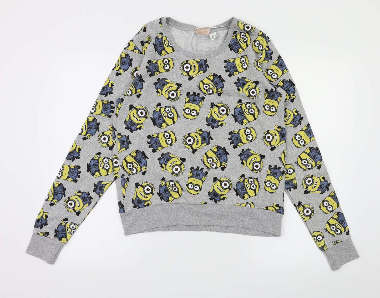 Minion Girls Grey Animal Print  Pullover Jumper Size S