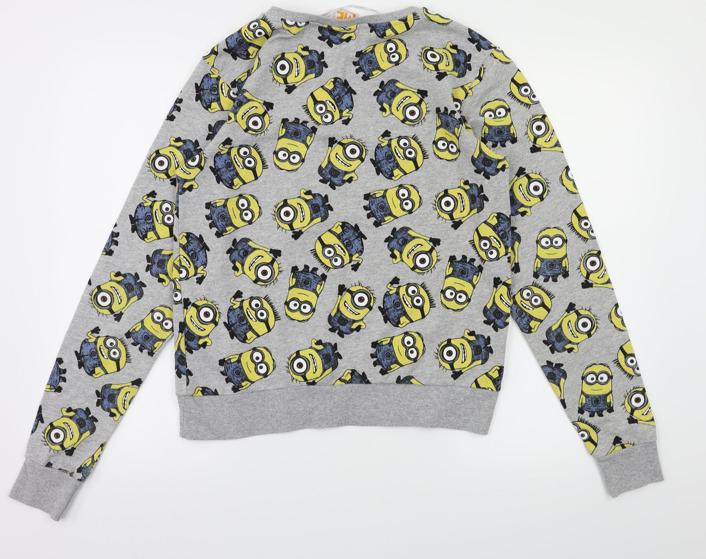 Minion Girls Grey Animal Print  Pullover Jumper Size S
